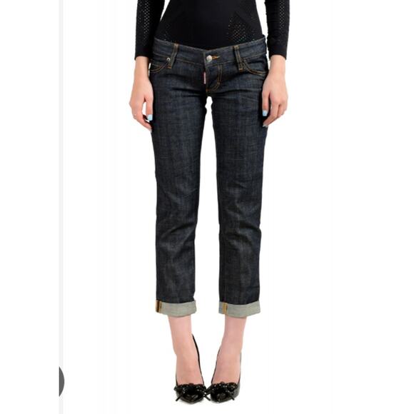 DSquared2 Women's 38 Pat Jeans Made Italy Crop Everyday Capsule Designer Y2K - Picture 1 of 12